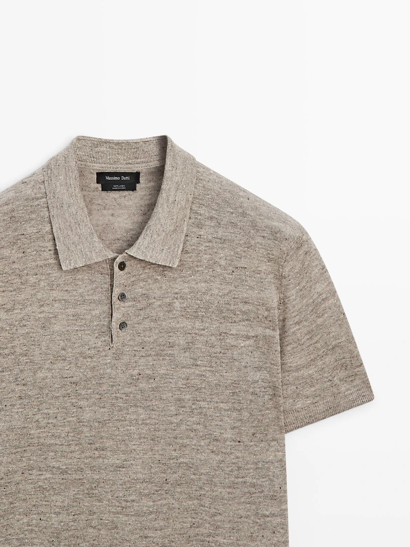 100% linen melange polo shirt