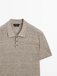 100% linen melange polo shirt