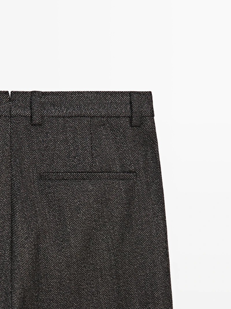 Herringbone wool blend trousers - LIMITED