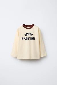 FLOCKED TEXT T-SHIRT