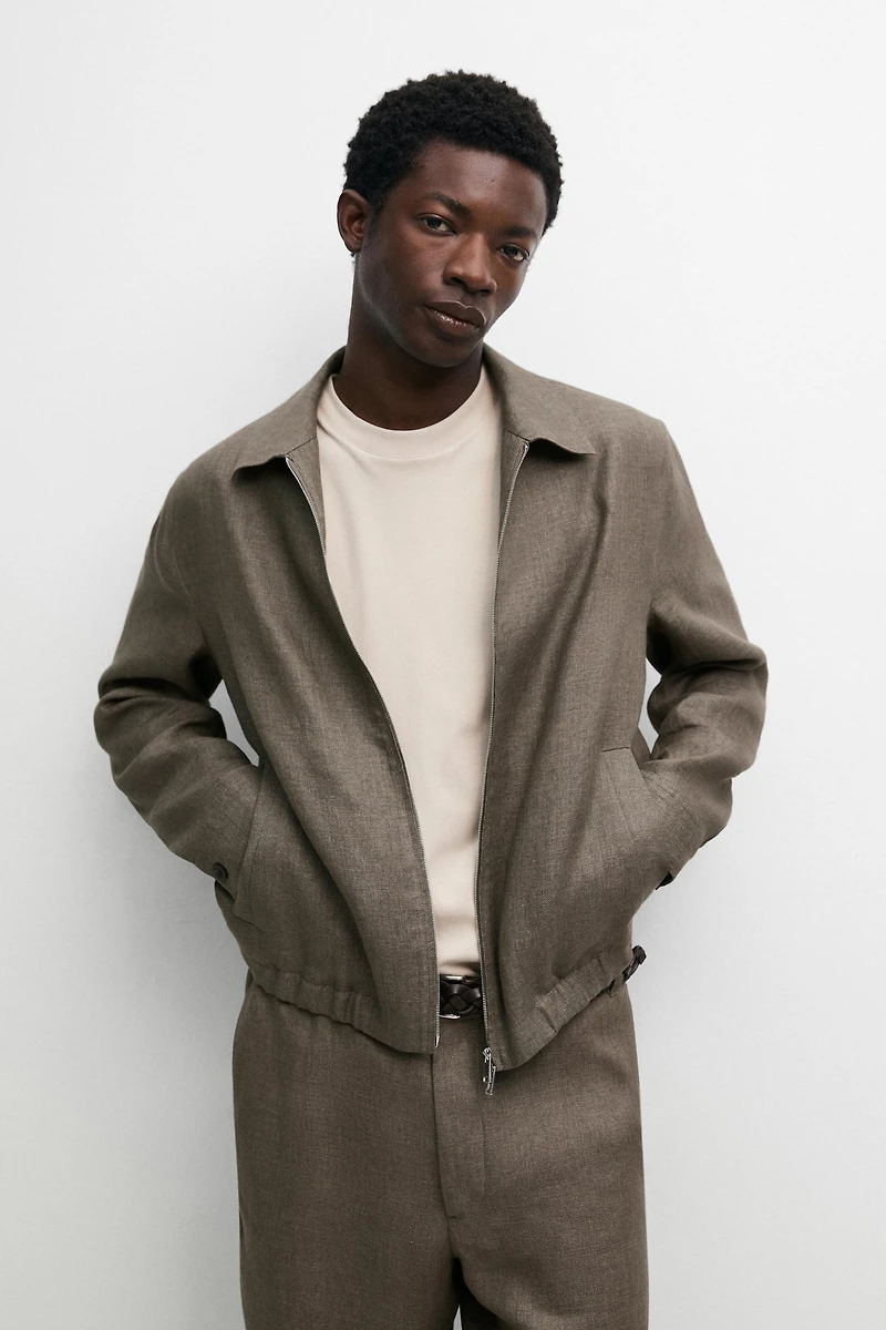 Faded linen total look jacket