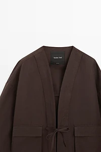 Cotton and linen pocket kimono