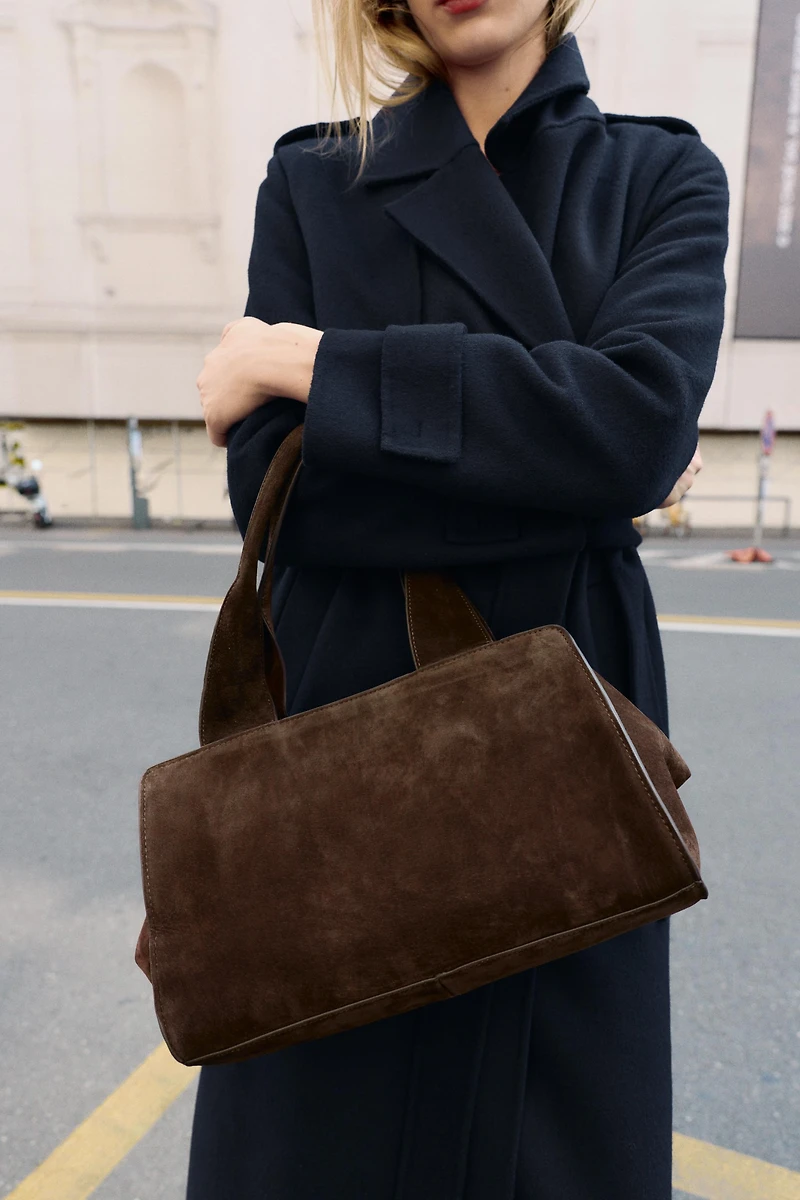 DOUBLE STRAP SPLIT LEATHER BAG