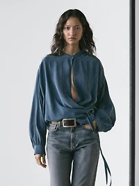 Flowing surplice blouse