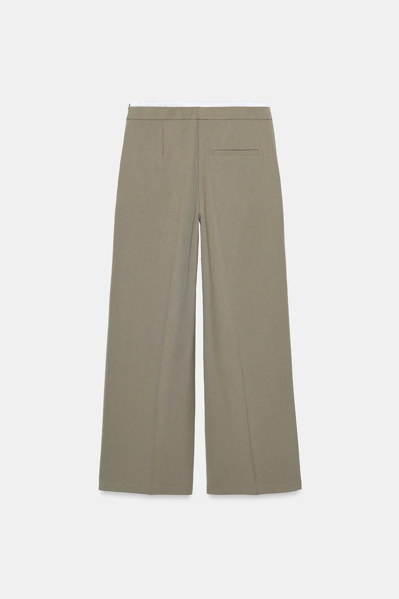 WIDE LEG PANTS WITH DOUBLE WAISTBAND