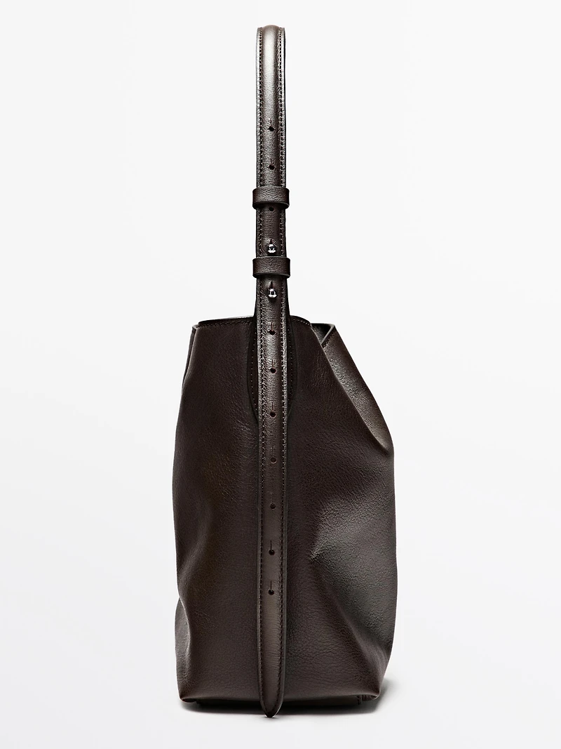 Nappa leather mini bucket bag