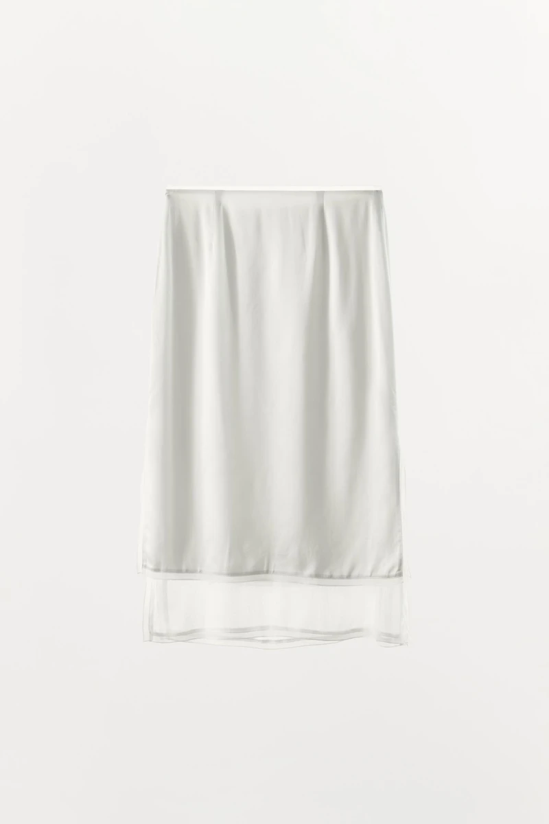 COMBINED SATIN MIDI SKIRT