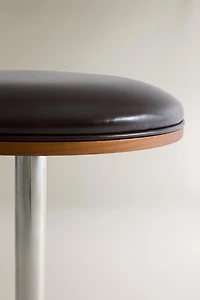 LEATHER AND STAINLESS STEEL STOOL
