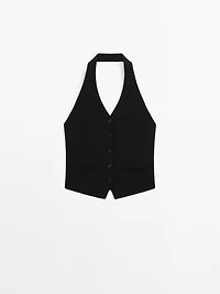 Knit halter neck waistcoat