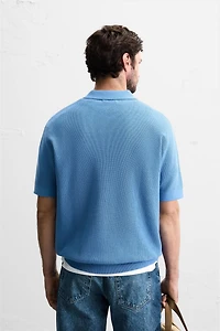 POLO EN MAILLE PERLÉE À ZIP