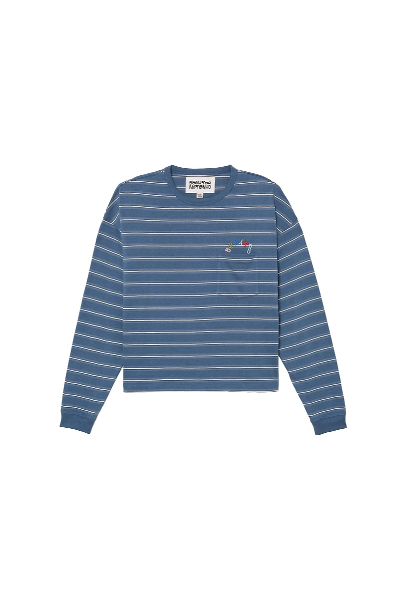 EMBROIDERED STRIPED POCKET T-SHIRT