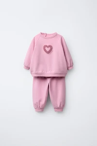 EMBROIDERED TERRY SWEATSHIRT AND JOGGER PANTS SET