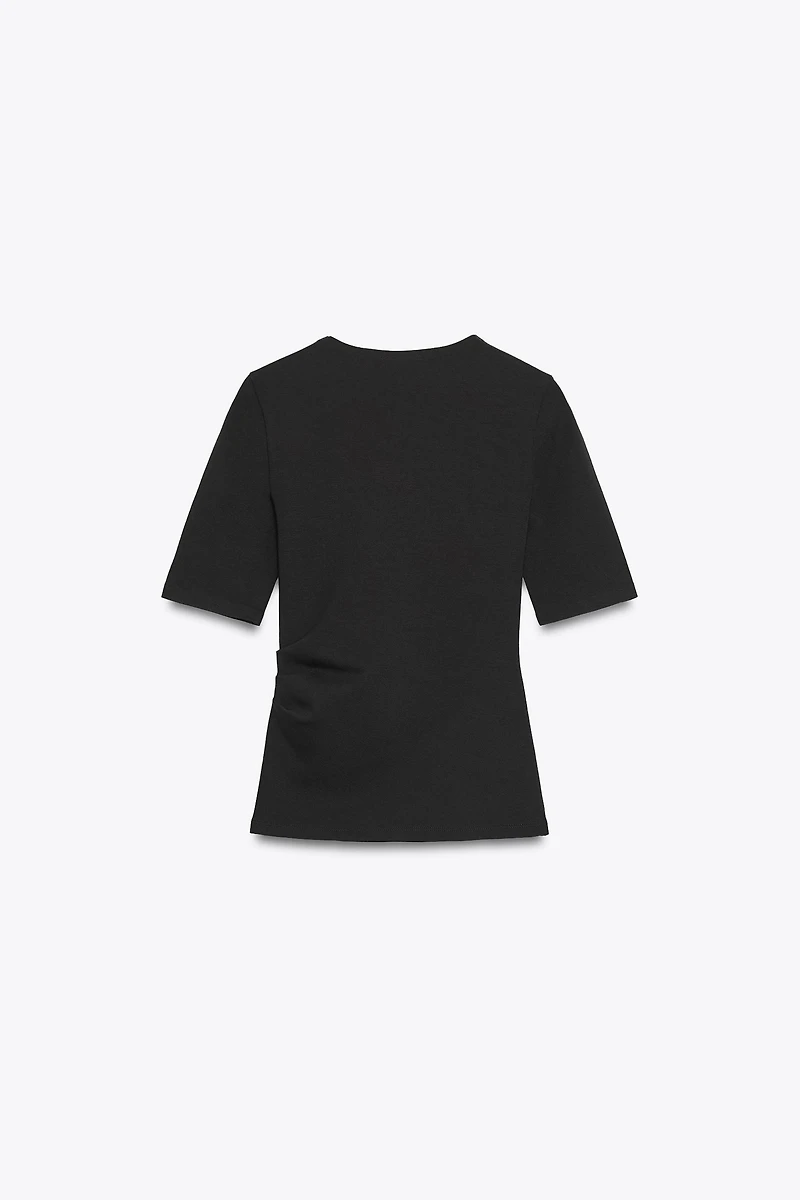 RUCHED INTERLOCK T-SHIRT