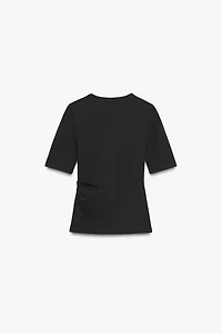 RUCHED INTERLOCK T-SHIRT