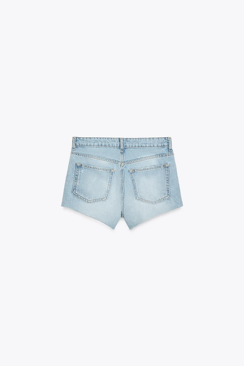 SHORT MINI EN DENIM TRF TAILLE MOYENNE DÉCHIRÉ