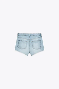 SHORT MINI EN DENIM TRF TAILLE MOYENNE DÉCHIRÉ