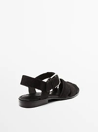 Cage sandals with faux fur
