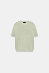 SHORT SLEEVE KNIT TOP