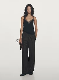 Darted pinstripe trousers