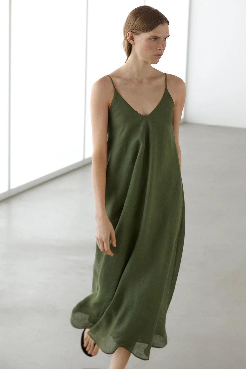 Flowing midi dress with thin straps
