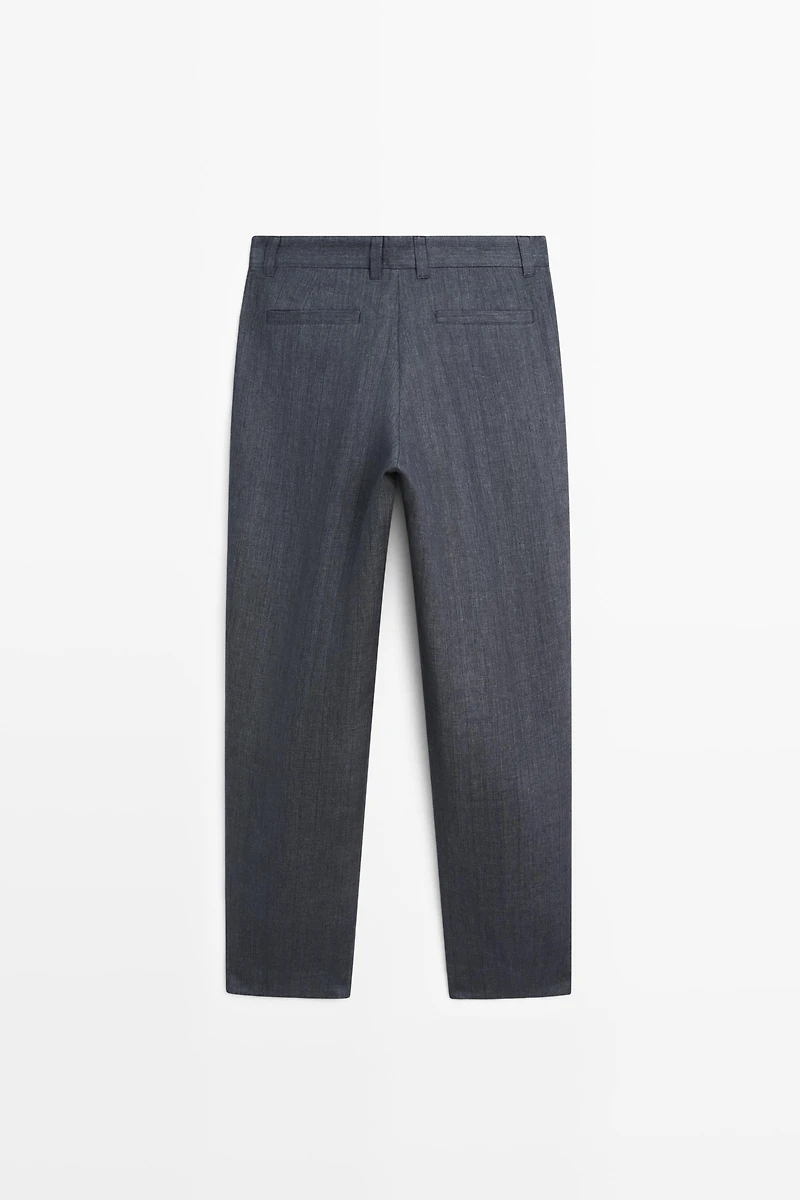 100% linen striped pants