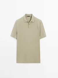 Polo micro-texture en piqué de coton