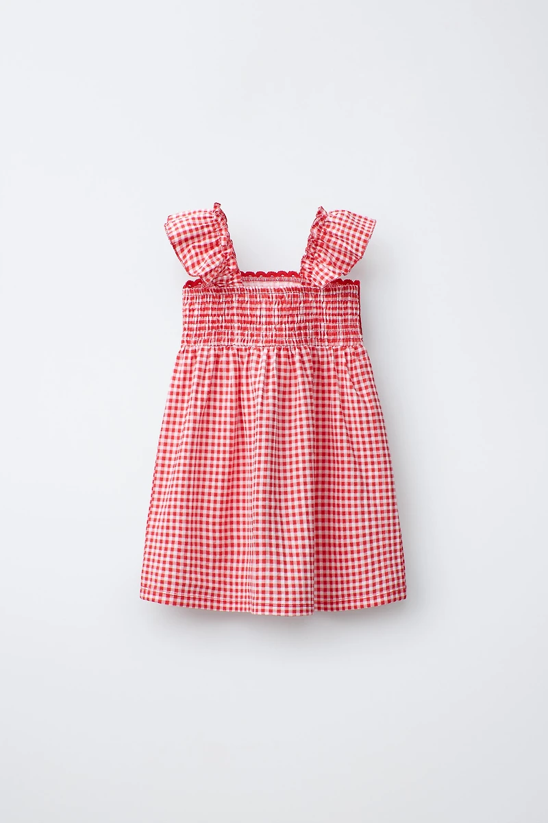 GINGHAM CROCHET DRESS