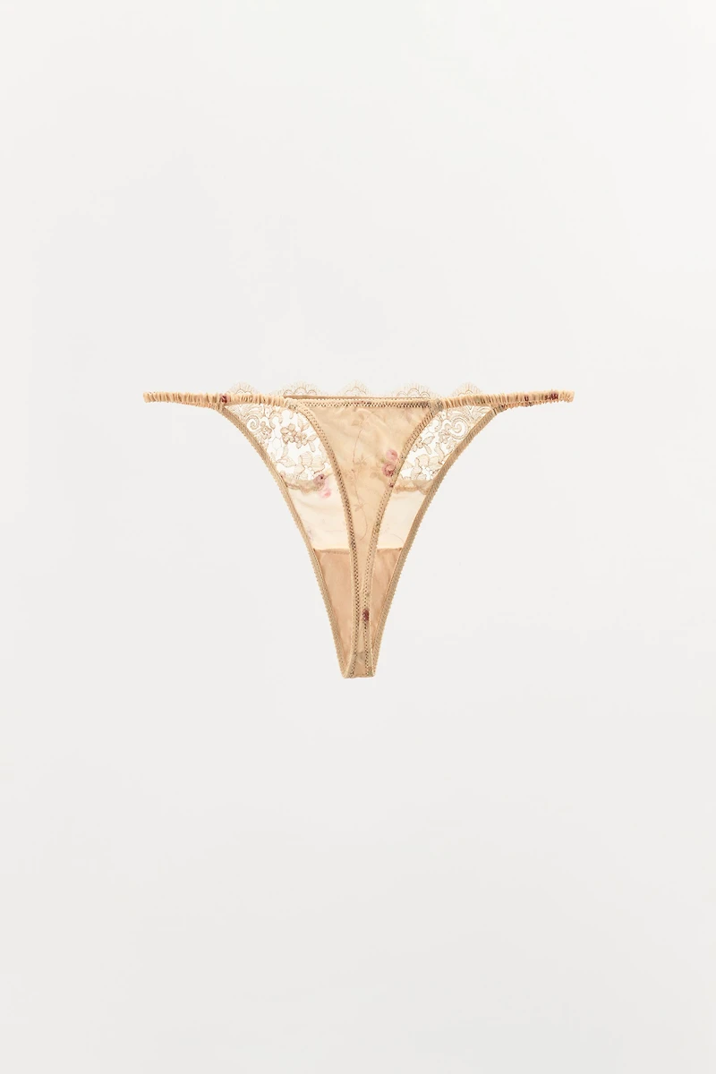 FLORAL LACE PRINT THONG