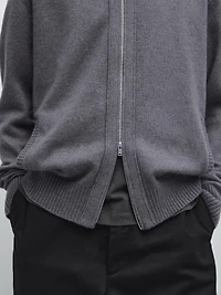 Wool blend cardigan with zip detail