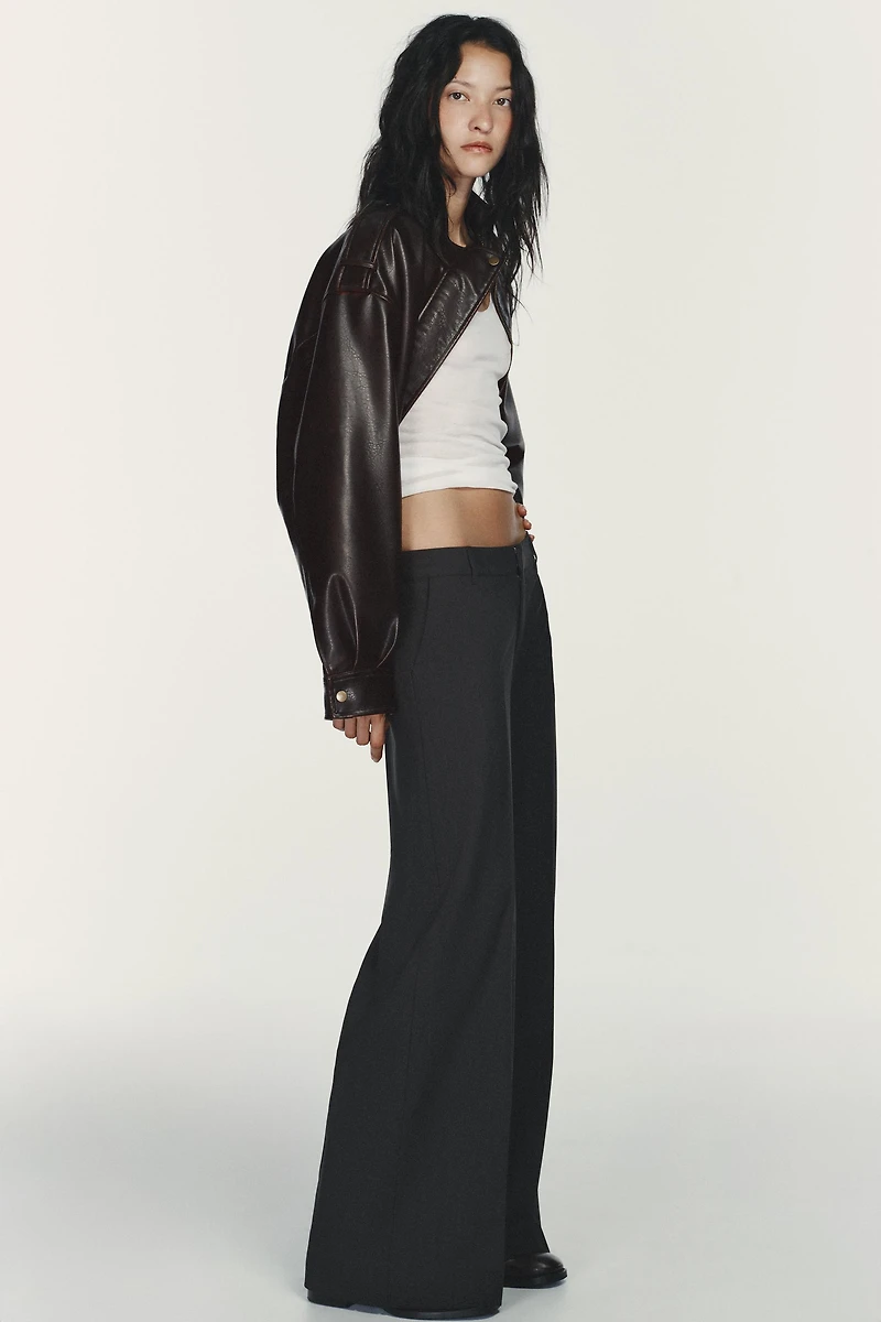 PANTALON À RAYURES TAILLE BASSE