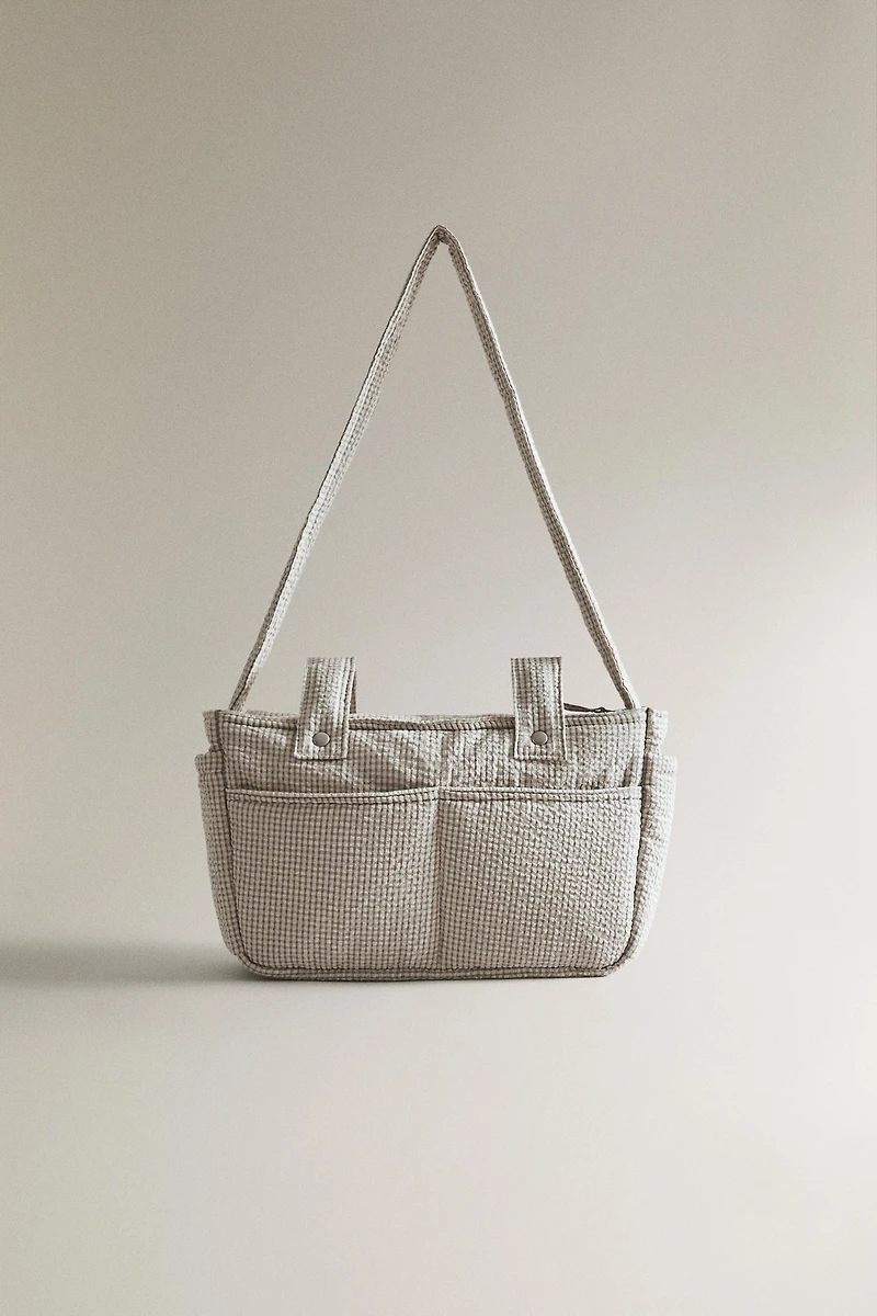 GINGHAM CHECK CLOTH DIAPER BAG