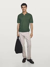 Short sleeve textured knit polo shirt