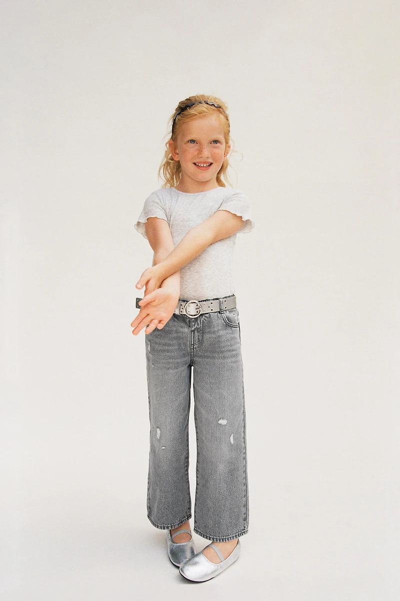 JEAN LARGE À MOTIFS CŒUR ET ÉTOILE