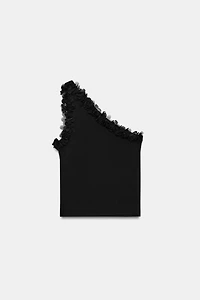 TOP ASYMÉTRIQUE À FLEURS