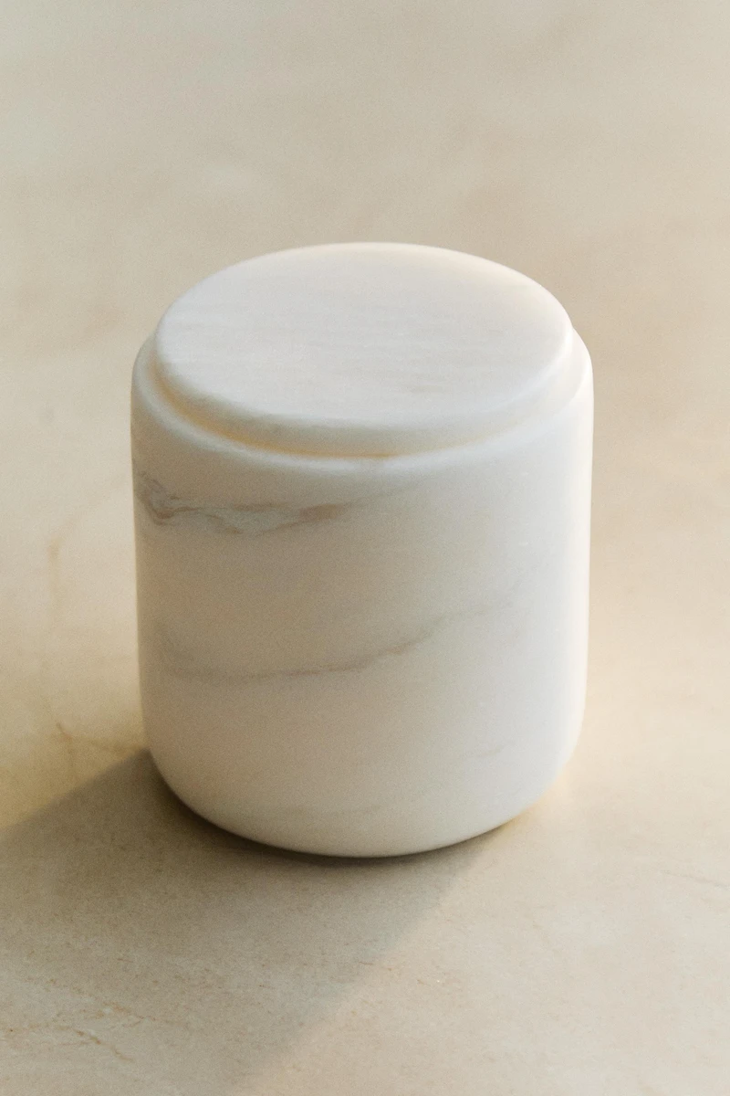 POT DE RANGEMENT SALLE DE BAIN MARBRE BLANC