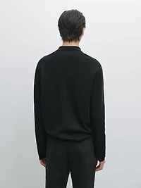 Wool and cotton knit polo sweater