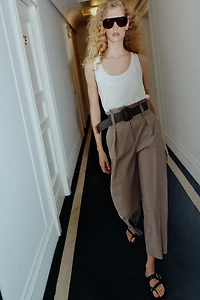 STRIPED BELTED PANTS