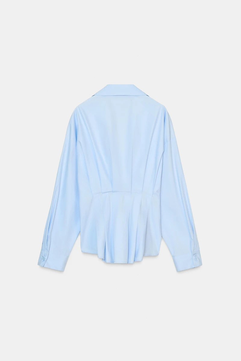 PLEATED POPLIN SHIRT