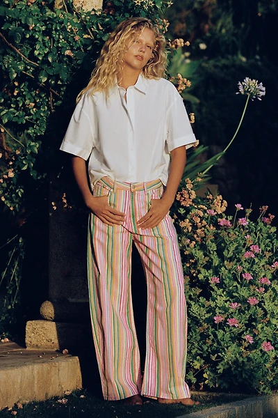 TRF MID-RISE STRIPED BAGGY JEANS