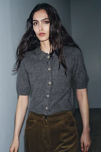 SHORT SLEEVE 100% WOOL POLO JACKET