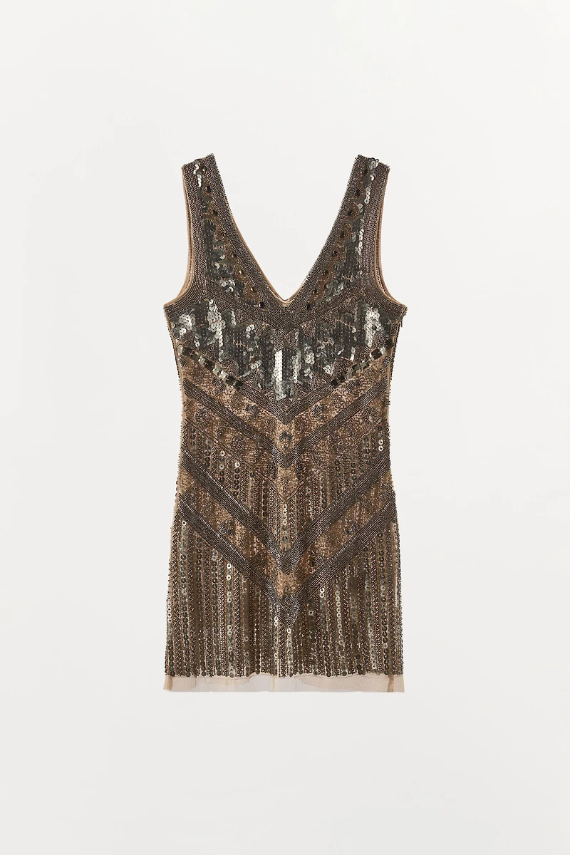 LIMITED EDITION BEADED SEQUIN MINI DRESS