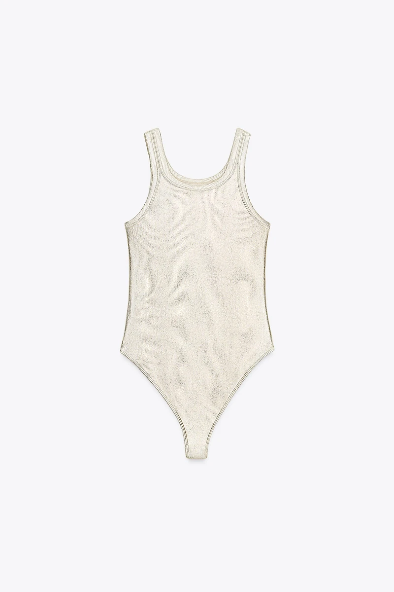 METALLIC RIBBED BODYSUIT