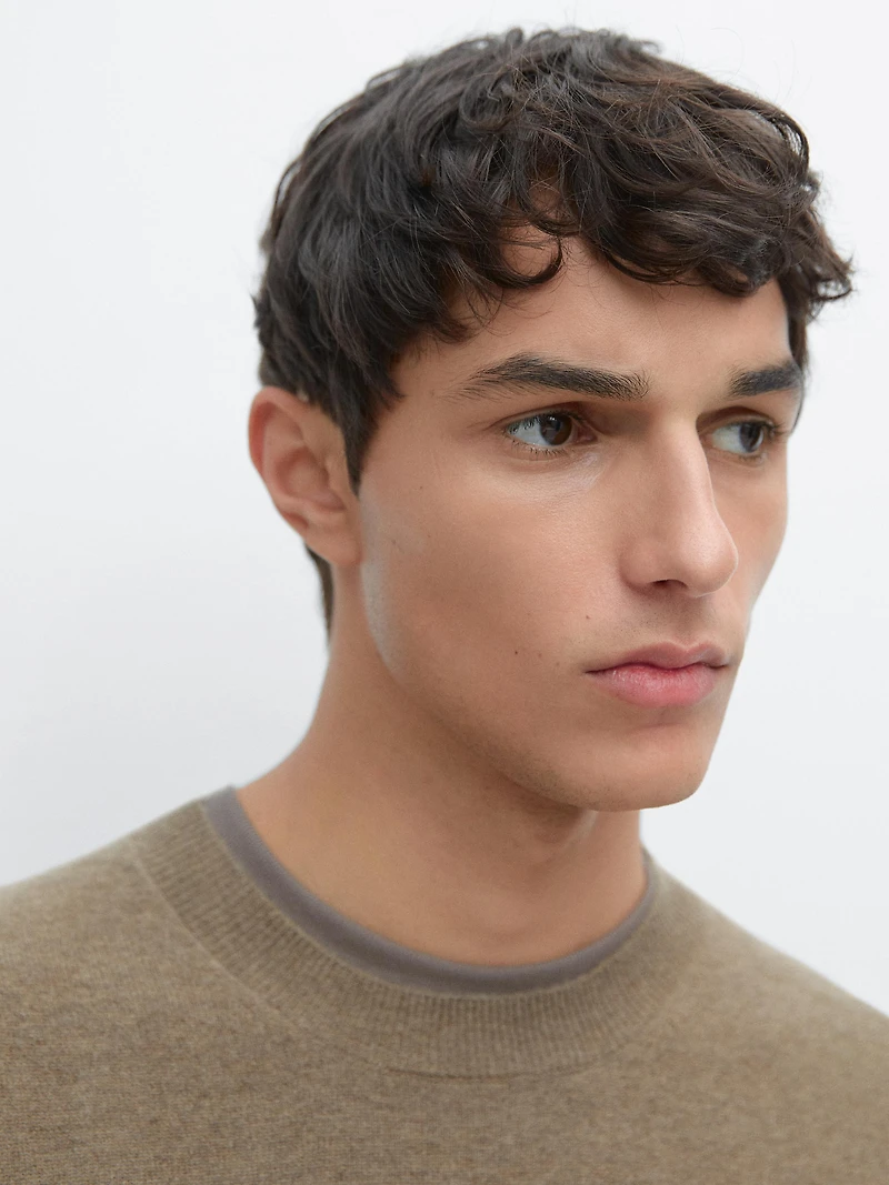 Wool blend crew neck sweater