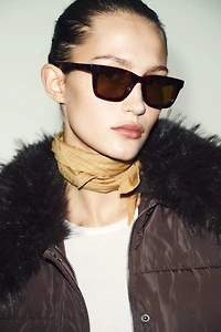 FAUX FUR LAPEL QUILTED BOMBER JACKET