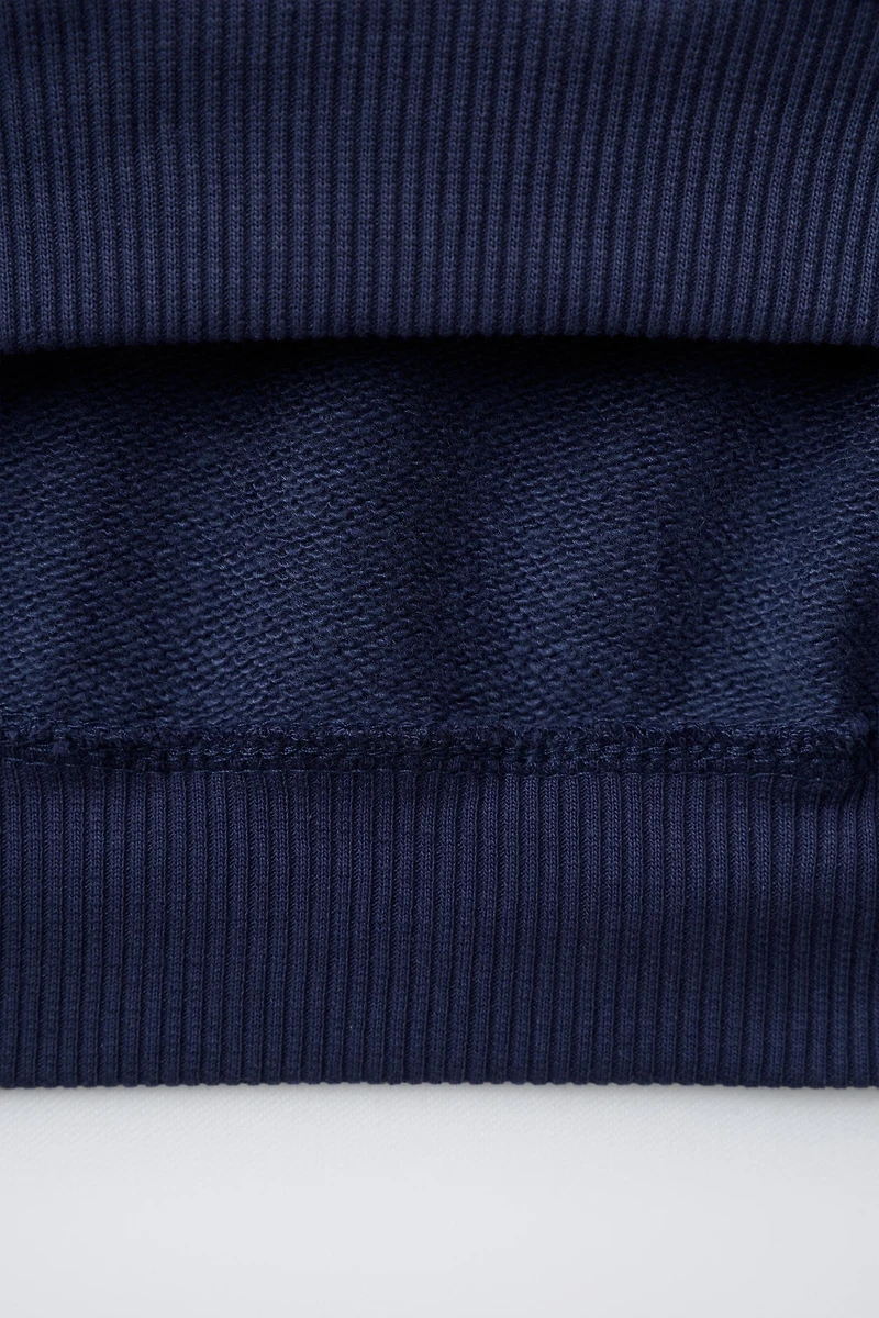 EMBROIDERED ANIMAL STRIPED POLO SWEATSHIRT