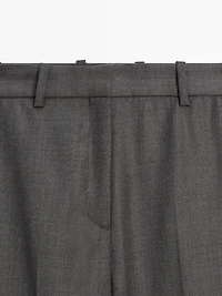 Pantalon de tailleur large 100 % laine