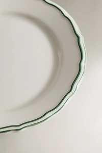 EARTHENWARE DESSERT PLATE WITH CONTRASTING RIM