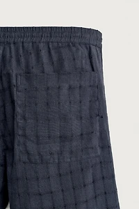 BERMUDA JACQUARD À CARREAUX EN LIN ET COTON