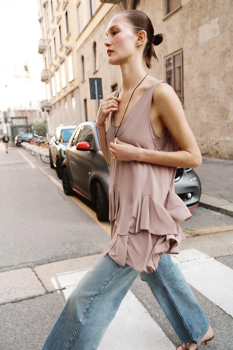 RUFFLED SHORT DRESS