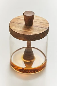 POT À MIEL BOROSILICATE ET BOIS